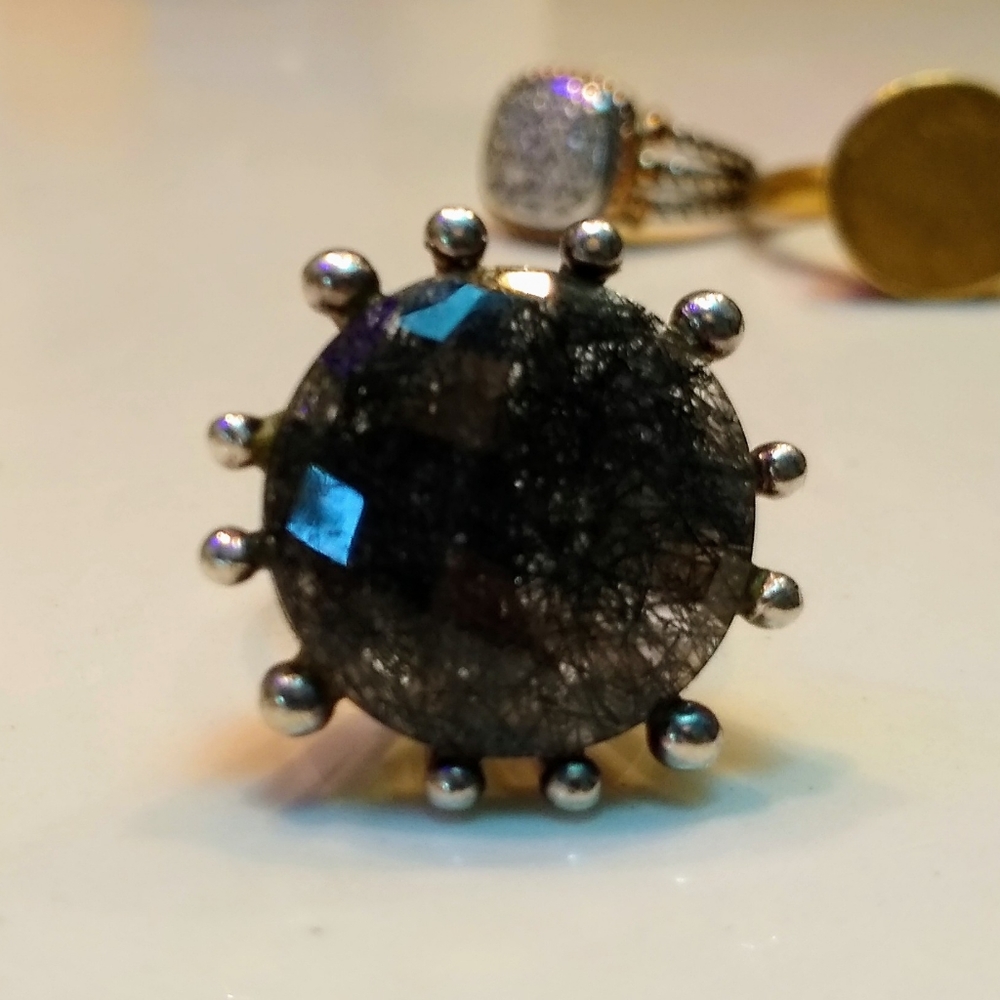 Tourmilated quatrz silver ring by Roost